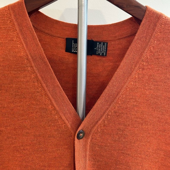 Vtg Belford RST/ORG Button Sweater Vest Gender Neutral Marino Wool Australia L - Picture 8 of 12
